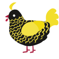 A sable and yellow chicken with a lace pattern
