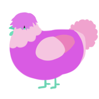 A orchid and pink chicken with a head pattern