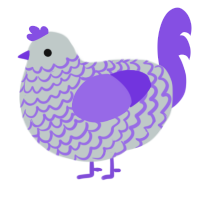 A silver and blurple chicken with a lace pattern