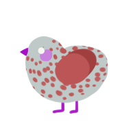 Swirly, a silver and red chicken with a speckle pattern