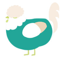 A turquoise and cream chicken with a head pattern