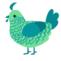 A spring and teal chicken with a lace pattern