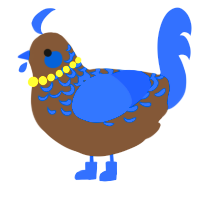 A bark and ultramarine chicken with a half-lace pattern