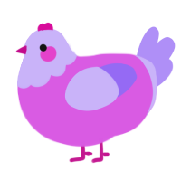 A orchid and lilac chicken with a head pattern