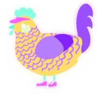 A honey and blurple chicken with a lace pattern