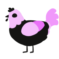 A black and lavender chicken with a head pattern