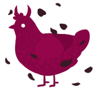 A maroon chicken with a speckle pattern