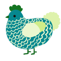 A teal and apple chicken with a lace pattern