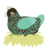 A silver and crimson chicken with a double-lace pattern