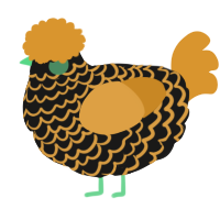A sable and orange chicken with a lace pattern