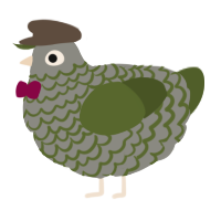 A ash and olive chicken with a lace pattern