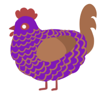 A violet and brown chicken with a lace pattern