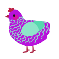 Colorcast, a amethyst and mint chicken with a lace pattern