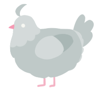 A silver chicken with a head pattern