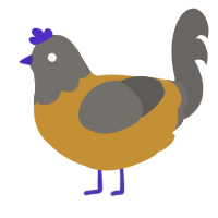 A gold and grey chicken with a head pattern