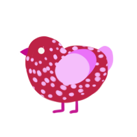 Just Vibing Honestly, a crimson and lavender chicken with a speckle pattern