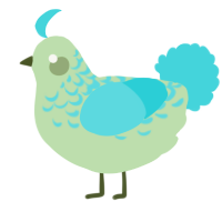 A gluppy and aqua chicken with a half-lace pattern