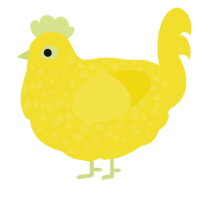 A yellow chicken with a speckle pattern