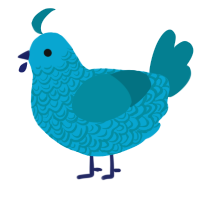 A cerulean and sea chicken with a double-lace pattern