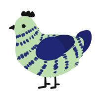 A gluppy and navy chicken with a bar pattern