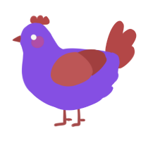 A blurple and red chicken
