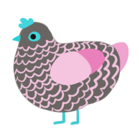 A grey and pink chicken with a lace pattern