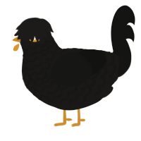 A sable and black chicken with a lace pattern