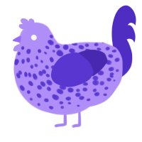 A lilac and indigo chicken with a speckle pattern