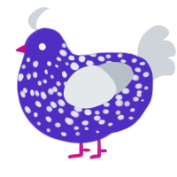 Deltarune, a indigo and mist chicken with a speckle pattern