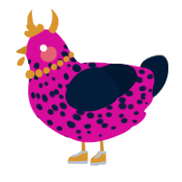 A fuchsia and tumblr chicken with a speckle pattern