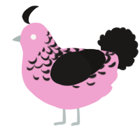 A pink and sable chicken with a half-lace pattern
