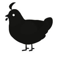 A black chicken with a head pattern