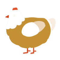 A gold and cream chicken with a head pattern