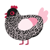 A sable and rose chicken with a double-lace pattern