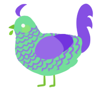 A spring and blurple chicken with a lace pattern