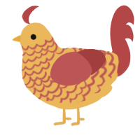 A honey and red chicken with a lace pattern