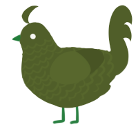 A olive chicken with a lace pattern