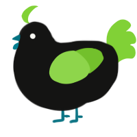 A black and grass chicken