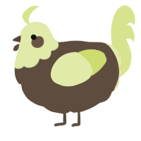 A bark and lemon chicken with a head pattern