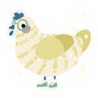 A lilac and yellow chicken with a bar pattern