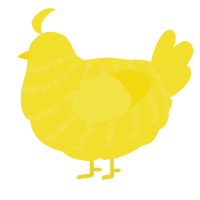 A yellow chicken with a bar pattern