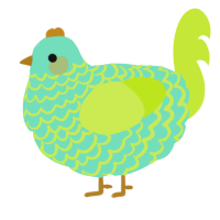 A mint and lime chicken with a lace pattern