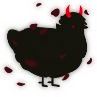 A black chicken with a head pattern