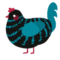 A black and sea chicken with a bar pattern