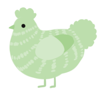A gluppy chicken with a bar pattern