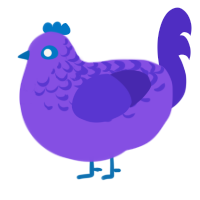 A blurple and indigo chicken with a half-lace pattern