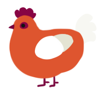 A vermilion and white chicken