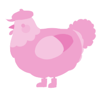 A pink chicken with a head pattern