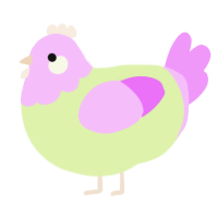 A apple and lavender chicken with a head pattern