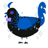 Bernkastel, a black and ultramarine chicken with a half-lace pattern